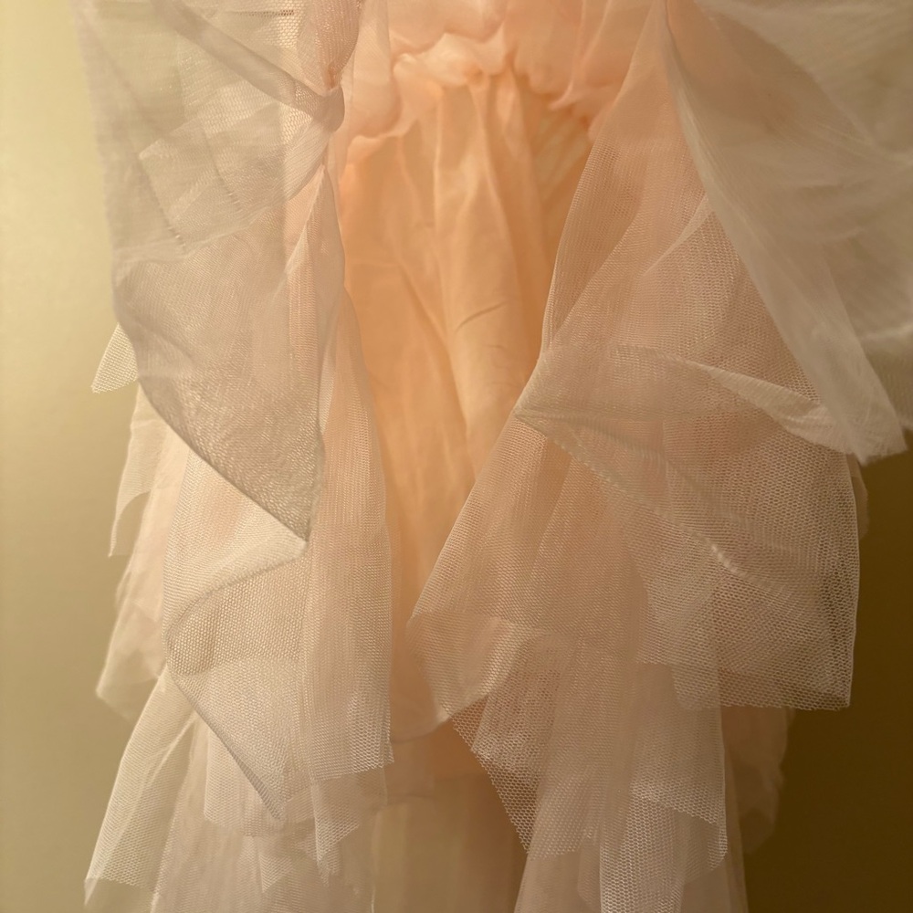 White & Blush Pink Layered Tulle Dress Girls Size 5 - Picture 6 of 8